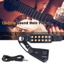 Music Tools 12-hole Acoustic Guitar Sound Hole Pickup Magnetic Transducer with Tone Volume Controller Audio Cable